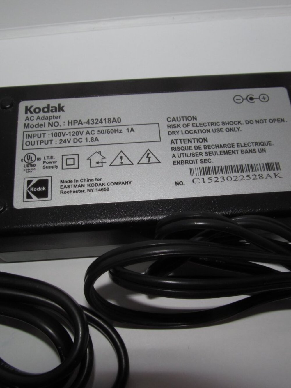 Kodak AC Power Adapter Model No. HPA-432418A0 Tested Charger Power Supply